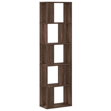 vidaXL Βιβλιοθήκη 5 Επιπέδων Καφέ Δρυς 45x23,5x162,5cm Επεξεργ. Ξύλο 1 τεμ.