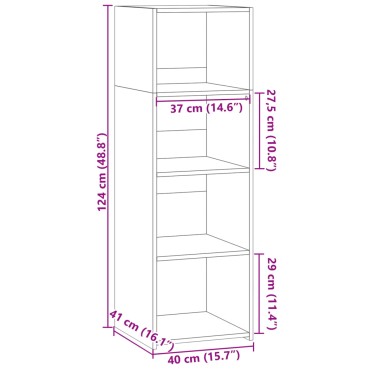 vidaXL Ντουλάπι Λευκό 40x41x124cm από Επεξεργασμένο Ξύλο 1 τεμ.