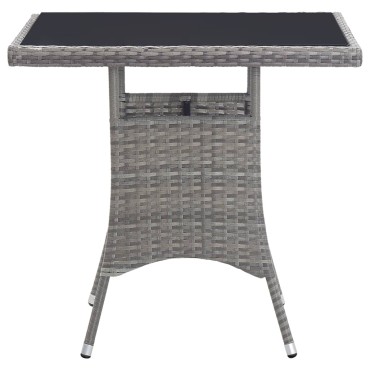 vidaXL Τραπέζι Κήπου Γκρι 80x80x74cm από Συνθετικό Ρατάν 1 τεμ.