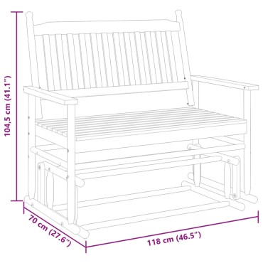vidaXL Παγκάκι Κουνιστό Μαύρο 118x70x104,5cm Μασίφ Ξύλο Λεύκας