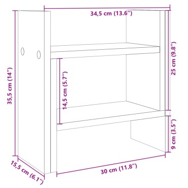 vidaXL Έπιπλο Οργάνωσης Γραφείου Δρυς 34,5x15,5x35,5 εκ Επεξ. Ξύλο