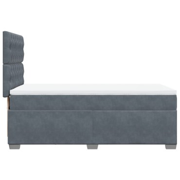 vidaXL Κρεβάτι Boxspring με Στρώμα Σκούρο Γκρι 90x200 εκ. Βελούδινο