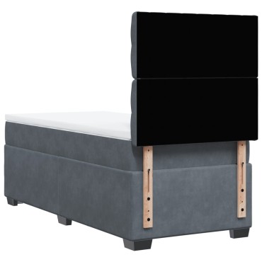 vidaXL Κρεβάτι Boxspring με Στρώμα Σκούρο Γκρι 90x200 εκ. Βελούδινο