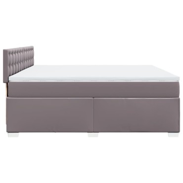 vidaXL Κρεβάτι Boxspring με Στρώμα Γκρι 200x200cm Συνθετικό Δέρμα 1 τεμ. - Διπλό