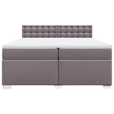 vidaXL Κρεβάτι Boxspring με Στρώμα Γκρι 200x200cm Συνθετικό Δέρμα 1 τεμ. - Διπλό