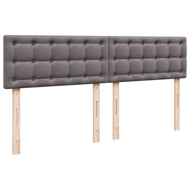 vidaXL Κρεβάτι Boxspring με Στρώμα Γκρι 200x200cm Συνθετικό Δέρμα 1 τεμ. - Διπλό