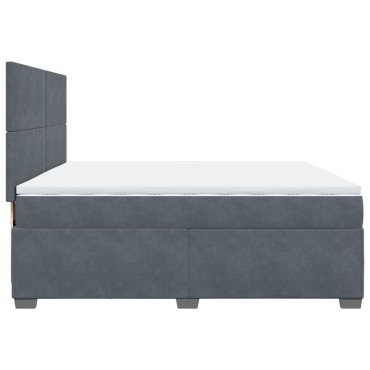 vidaXL Κρεβάτι Boxspring με Στρώμα Σκούρο Γκρι 200x200 εκ. Βελούδινο