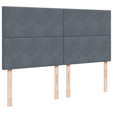 vidaXL Κρεβάτι Boxspring με Στρώμα Σκούρο Γκρι 200x200 εκ. Βελούδινο
