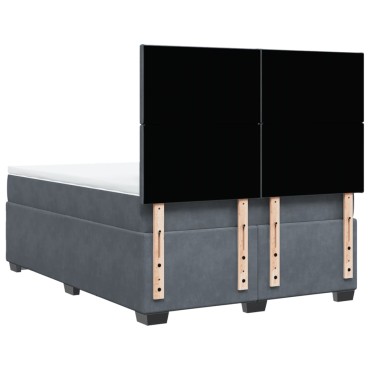 vidaXL Κρεβάτι Boxspring με Στρώμα Σκούρο Γκρι 140x190 εκ. Βελούδινο