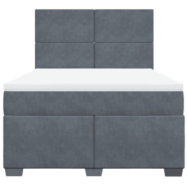vidaXL Κρεβάτι Boxspring με Στρώμα Σκούρο Γκρι 140x190 εκ. Βελούδινο