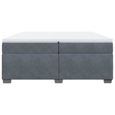 vidaXL Κρεβάτι Boxspring με Στρώμα Σκούρο Γκρι 200x200 εκ. Βελούδινο