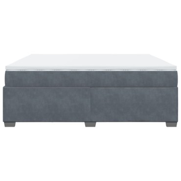 vidaXL Κρεβάτι Boxspring με Στρώμα Σκούρο Γκρι 200x200 εκ. Βελούδινο