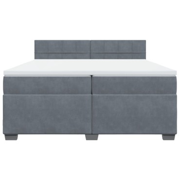 vidaXL Κρεβάτι Boxspring με Στρώμα Σκούρο Γκρι 200x200 εκ. Βελούδινο
