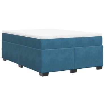 vidaXL Κρεβάτι Boxspring με Στρώμα Σκούρο Μπλε 160x200 εκ. Βελούδινο