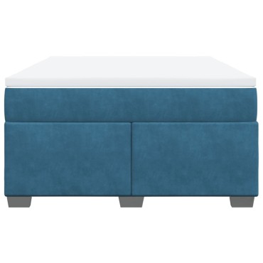 vidaXL Κρεβάτι Boxspring με Στρώμα Σκούρο Μπλε 160x200 εκ. Βελούδινο