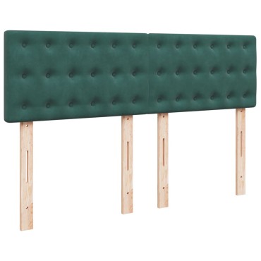 vidaXL Κρεβάτι Boxspring με Στρώμα Σκούρο Πράσινο 140x200εκ. Βελούδινο