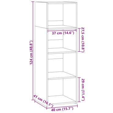 vidaXL Ντουλάπι Μαύρο 40x41x124cm από Επεξεργασμένο Ξύλο 1 τεμ.