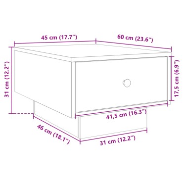 vidaXL Τραπεζάκι Σαλονιού Γκρι Sonoma 60x45x31cm Επεξεργασμένο Ξύλο 1 τεμ.