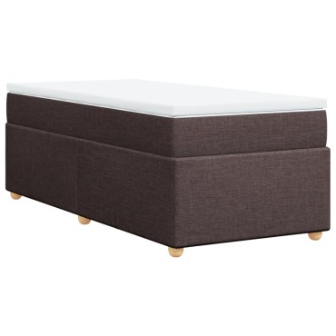 vidaXL Κρεβάτι Boxspring με Στρώμα Σκούρο Καφέ 100x200 εκ. Υφασμάτινο