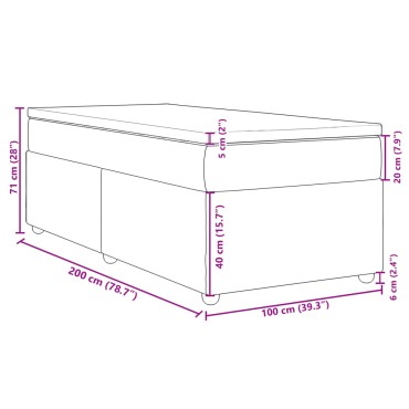 vidaXL Κρεβάτι Boxspring με Στρώμα Σκούρο Καφέ 100x200 εκ. Υφασμάτινο