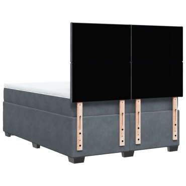 vidaXL Κρεβάτι Boxspring με Στρώμα Σκούρο Γκρι 140x190 εκ. Βελούδινο