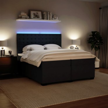 vidaXL Κρεβάτι Boxspring με Στρώμα Σκούρο Γκρι 200x200 εκ. Βελούδινο