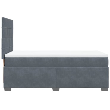 vidaXL Κρεβάτι Boxspring με Στρώμα Σκούρο Γκρι 90x190 εκ. Βελούδινο