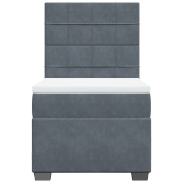 vidaXL Κρεβάτι Boxspring με Στρώμα Σκούρο Γκρι 90x190 εκ. Βελούδινο