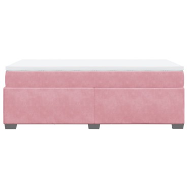 vidaXL Κρεβάτι Boxspring με Στρώμα Ροζ 80 x 200 εκ. Βελούδινο