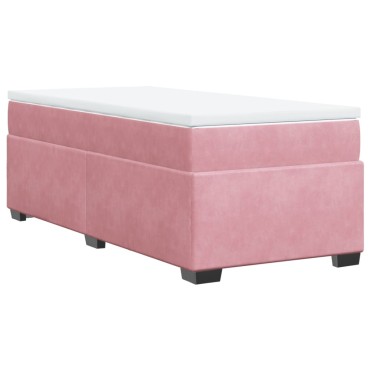 vidaXL Κρεβάτι Boxspring με Στρώμα Ροζ 80 x 200 εκ. Βελούδινο