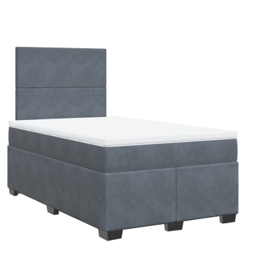 vidaXL Κρεβάτι Boxspring με Στρώμα Σκούρο Γκρι 120x200 εκ. Βελούδινο