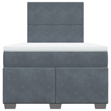 vidaXL Κρεβάτι Boxspring με Στρώμα Σκούρο Γκρι 120x200 εκ. Βελούδινο