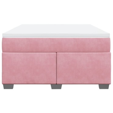 vidaXL Κρεβάτι Boxspring με Στρώμα Ροζ 140x190 εκ. Βελούδινο