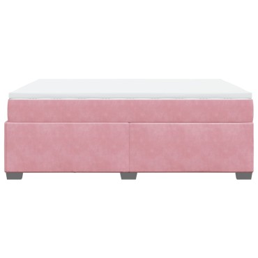 vidaXL Κρεβάτι Boxspring με Στρώμα Ροζ 140x190 εκ. Βελούδινο