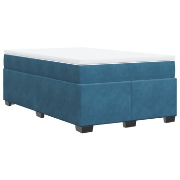 vidaXL Κρεβάτι Boxspring με Στρώμα Σκούρο Μπλε 120x190 εκ. Βελούδινο