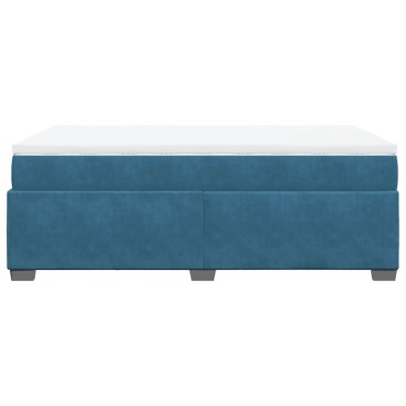 vidaXL Κρεβάτι Boxspring με Στρώμα Σκούρο Μπλε 120x190 εκ. Βελούδινο
