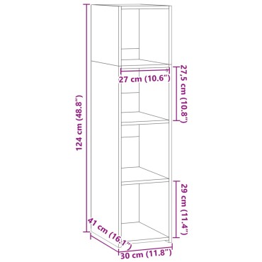 vidaXL Ντουλάπι Μαύρο 30x41x124cm από Επεξεργασμένο Ξύλο 1 τεμ.