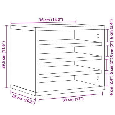 vidaXL Έπιπλο Οργάνωσης Γραφείου Γκρι Σκυρ. 36x26x29,5εκ Επεξ. Ξύλο