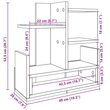 vidaXL Έπιπλο Οργάνωσης Γραφείου Μαύρο 49x20x52,5εκ Επεξεργασμένο Ξύλο