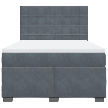 vidaXL Κρεβάτι Boxspring με Στρώμα Σκούρο Γκρι 140x190 εκ. Βελούδινο