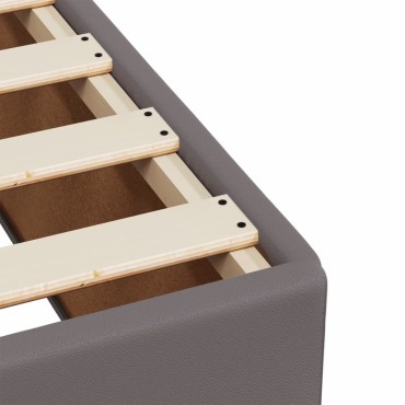 vidaXL Κρεβάτι Boxspring με Στρώμα Γκρι 200x200cm Συνθετικό Δέρμα 1 τεμ. - Διπλό
