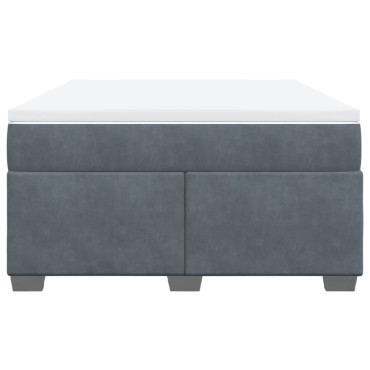 vidaXL Κρεβάτι Boxspring με Στρώμα Σκούρο Γκρι 140x190 εκ. Βελούδινο