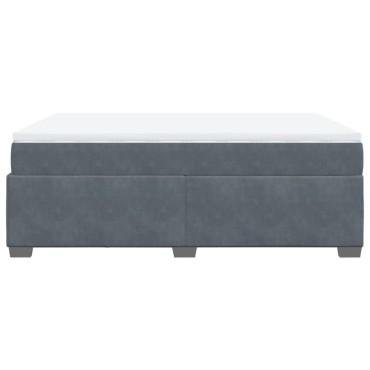 vidaXL Κρεβάτι Boxspring με Στρώμα Σκούρο Γκρι 140x190 εκ. Βελούδινο