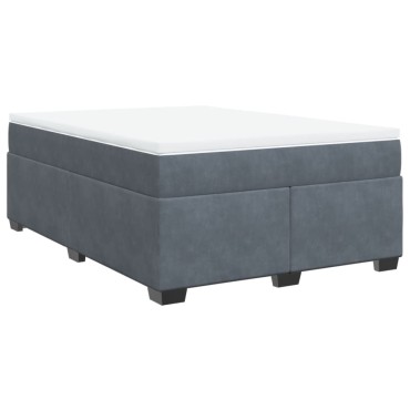 vidaXL Κρεβάτι Boxspring με Στρώμα Σκούρο Γκρι 140x190 εκ. Βελούδινο