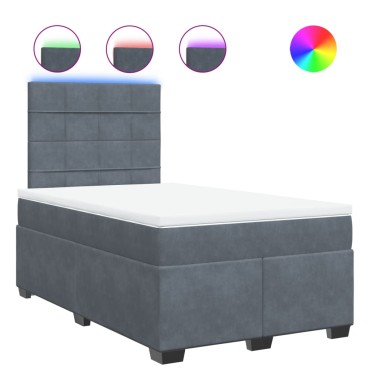 vidaXL Κρεβάτι Boxspring με Στρώμα Σκούρο Γκρι 120x190 εκ. Βελούδινο