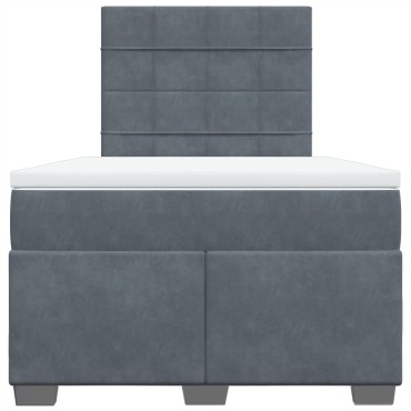 vidaXL Κρεβάτι Boxspring με Στρώμα Σκούρο Γκρι 120x190 εκ. Βελούδινο