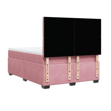 vidaXL Κρεβάτι Boxspring με Στρώμα Ροζ 140x190 εκ. Βελούδινο