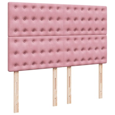 vidaXL Κρεβάτι Boxspring με Στρώμα Ροζ 140x190 εκ. Βελούδινο