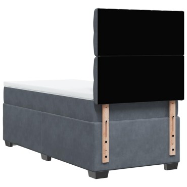 vidaXL Κρεβάτι Boxspring με Στρώμα Σκούρο Γκρι 80x200 εκ. Βελούδινο