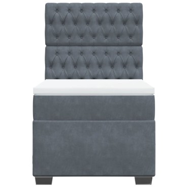 vidaXL Κρεβάτι Boxspring με Στρώμα Σκούρο Γκρι 80x200 εκ. Βελούδινο